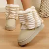 Botas de nieve cálidas para mujer, talla grande transfronteriza, nuevo estilo de invierno 2026, suela gruesa, forro polar, felpa, zapatos de algodón de caña corta