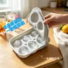 Nova Forma Redonda de Gelo para Hóquei no Gelo de Seis Furos Transfronteiriça Forma de Cubo de Gelo Doméstica para Whiskey Congelamento Rápido com Tampa Bandeja de Gelo de Silicone de Grau Alimentício