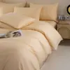 Juego de Cubrecama de Color Sólido Bicolor 100% Algodón Puro, Funda de Edredón 100% Algodón de Fibra Larga, Juego Simple de Tres Piezas Estilo Japonés para Dormitorio