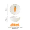 Juego de Vajilla de Plato y Tazón de Conejo de Dibujos Animados para Uso en Casa, Plato Plano Estilo Occidental en Relieve, Plato Cerámico Ceremonial para Desayuno, Lujo Ligero