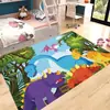 Alfombra de Dinosaurio de Dibujos Animados de Terciopelo de Cristal, Linda Alfombra para Gatear para Habitación Infantil y Dormitorio, Alfombra de Piso Antideslizante y Resistente a Manchas para Sala de Estar y Mesita de Noche