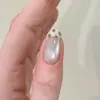 Uñas Postizas Portátiles en un Estilo Dulce y Fresco con Degradado Ovalado Rosa Nude, Bloques de Color Azul y Dorado, Uñas Postizas Francesas con Estrellas y Lunares
