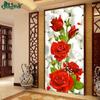 Ponto Cruz Rosa Vermelha Voadora Verde Simples Moderno Sala de Estar Corredor Pintura Decorativa Vietnã Camboja Pintura Diamante
