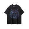 Camiseta holgada retro con estampado de cabeza de tigre, estilo hip hop, para hombre y mujer, de marca de moda americana