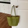 Cesta de vegetais tecida elegante de alto valor bolsa vazada bolsa tote de ombro único bolsa de axila personalizada moderna de grande capacidade