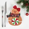 Set Creativo de Cuchillo y Tenedor de Navidad Dibujos Animados Papá Noel Set de Vajilla Bolsa de Almacenamiento Suministros para Decoración de Fiesta Navideña