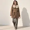 Abrigo de Lana Otoño/Invierno 2026 Abrigo de Lana Doble Cara para Mujeres Petites, Abrigo Cálido con Cuello de Lana, Ropa de Abrigo de Lana para Mujer