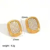 Brincos de Aço Titânio com Strass Completo Estilo Vermelho da Internet Feminino Elegante Elegante Sem Desbotamento Brincos de Aço Inoxidável Banhados a Ouro 18k Brincos