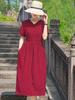 Vestido de Cuadros Estilo Francés Negro Modelo Nuevo 2026 para Mujer, Estilo de Verano de Alta Gama, Elegante Vestido Largo de Algodón para Mamá Joven