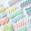 Formas de Bolo Formas Geométricas Molde de Quebra-Cabeça Escama de Peixe Coleção de Tiras para Embotir Molde de Corte para Impressão em Bolo Fondant Pasta de Açúcar