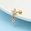 Aretes Perforados de Acero de Titanio Verticales para Agujeros de Oreja Aretes de Hélice de Acero Inoxidable con Circonita Joyería para Piercings Aretes de Flor para Labio con Rosca Externa