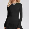 Tops Deportivos para Mujer, Nuevos de Corte Ajustado con Cuello Redondo para Yoga, Ropa Exterior de Manga Larga Camiseta para Correr, Ropa de Entrenamiento Fitness Pilates