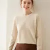 Baicai Rong 2026 Outono/Inverno Novo Tricô de Caxemira Camada Base Manga Longa Gola Redonda Solto Fashionável Versátil Suéter Quente