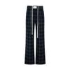 Pantalones Casuales de Estilo Británico Preppy a Cuadros Verdes Unbdns con Cordón Contrastante Cintura Elástica Pierna Recta Suelta para Mujer