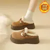 Pantuflas Cerradas de Media Caña Estilo Birkenstock con Suela Gruesa y Forro de Felpa para Mujer Uso en Exteriores 2026 Nuevo Estilo de Moda Talla Pequeña Pantuflas de Algodón Esponjosas Talla Pequeña