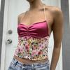 2025 Camisola Sexy sin Espalda con Estampado para Chica Caliente para Mujer Verano Estilo Corto para Usar por Dentro y por Fuera Ajuste Entallado con Almohadilla para el Busto