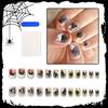 Unhas Usáveis de Halloween Europeias e Americanas Transfronteiriças, Estilo Doce e Legal Fofo de Fantasma e Abóbora, Pontas de Unha Quadradas Curtas com Acabamento de Alta Qualidade