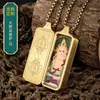 Zakiram Vajra Tara Verde Raposa de Nove Caudas Deus da Riqueza Amarelo Barra de Ouro Pequena Tsa-Tsa Pingente de Colar Thangka Atacado Personalização