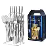 Amazon Western Cuatro Platos Principales de Acero Inoxidable Juego de 24 Piezas 1010 Vajilla Transfronteriza Soporte para Cuchillos Set de Caja de Regalo Productos