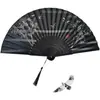 Leque Dobrável Pequeno Estilo Chinês Tradicional para Dança Feminina, Novo Leque de Bambu Preto Estilo Chinês, Portátil para o Verão