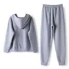 Conjunto casual para hombre y mujer, nueva colección de otoño, corte holgado, tallas grandes, sudadera y pantalón de chándal modernos, conjunto deportivo y casual de dos piezas, gris