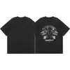 High Street REPRESENT Estampa Cavaleiro Pégaso Vintage Lavado Antigo Unissex Solta Manga Curta Casual Tendência Camiseta