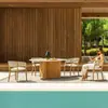 Mesa y Sillas de Teca para Exteriores Patio de Villa B&B Mesa de Comedor de Madera Maciza Jardín al Aire Libre Una Mesa Seis Sillas Combinación de Muebles de Madera Maciza