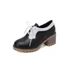 Zapatos de mujer de encaje con cordones de color a juego, estilo europeo y americano, para primavera y otoño, de boca profunda, de una sola capa, tallas 40-43, zapatos de comercio exterior de talla grande