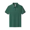 2026 Verano Color Sólido Media Cremallera Moda Camisa Polo de Manga Corta Transpirable Fresca Camiseta de Manga Corta Ropa de Trabajo Bordado