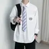 Camisa Blanca de Manga Larga para Hombre, Estilo Universitario Japonés, Fresca y Sencilla, Holgada de Moda, Camisa de Uniforme DK para Clase