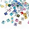 Pedrinhas de strass mini quadradas super brilhantes para nail art, cores sortidas, base plana, formato quadrado pequeno, bordas chanfradas, para decoração de unhas