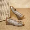 2026 Novos Sapatos Slip-On Baixos Color Block para Mulheres com Laço, Sapatos Vovó Macios de Solado Plano para Outono