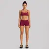 Conjunto de ropa de yoga transfronterizo con sujetador deportivo de cuello halter con sensación de segunda piel y conjunto de pantalones de fitness de secado rápido de cintura baja para correr y ciclismo al aire libre