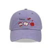 Gorra de Béisbol Bordada con Manzana Estilo Coreano Ins para Mujer, Versátil Casual Ala Ancha Corona Suave Estudiante Casual Versátil Gorra Pico de Pato