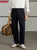Calça de terno de mistura de lã Hengyuanxiang, calça casual masculina, nova coleção outono 2026, cintura média a alta, perna reta, calça de terno masculina