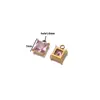 Pingente Quadrado Minimalista em Aço Inoxidável com Pedra Dourada 18K e Garras de Diamante para Montagem DIY Colar de Nicho de Alta Qualidade Acessórios para Brincos Transfronteiriço