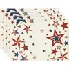 Jogos americanos de mesa decorativos para celebração do Dia da Independência transfronteiriça, jogos americanos comemorativos patrióticos de linho, jogos de mesa resistentes ao calor no atacado