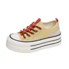 Zapatos de Lona con Suela Gruesa para Aumentar la Altura para Mujer, Nuevo Estilo de Verano, Tejido Delgado y Transpirable, Antideslizantes, Versátiles, Casuales, Zapatillas de Plataforma con Bloques de Color para Mujer