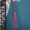 Tampa de rosca longa, borla de seda gelada, ornamento pendente, caixa de presente, pingente de leque, decoração pendente, acessórios de joias DIY feitos à mão