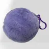 Bolsa redonda pequena de pelo sintético de coelho, macia e fofa, bolsa com chaveiro na cor macaron, porta-moedas do dia a dia para estudantes, e bolsinha para guardar fones de ouvido