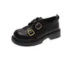 Mocasines de Plataforma Redondos Estilo Británico para Mujer 2026 Otoño/Invierno Nuevos Doble Hebilla Retro Versátiles Casuales Zapatos Pequeños de Cuero