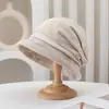 Sombrero de pescador plisado de pana coreana de alta calidad para otoño, color liso, estilo casual versátil, sombrero tipo cubo elegante