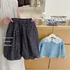 Conjunto para niña: Nuevo Conjunto de Dos Piezas para Bebé Estilo Coreano de Otoño, Elegante Top con Cuello de Muñeca de Encaje y Pantalones Largos Florales