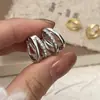 Pendientes de Círculo Geométrico con Aguja de Plata S925 para Mujer de Alta Gama Ligeramente Lujosos Distintivos Anillo Grande para la Oreja Pendientes de Aro en C Exagerados de Celebridad Cibernética Ins