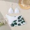 2026 Falda de Malla Conjunto de Tres Piezas de Comercio Exterior con Estampado Traje de Baño para Niñas Europeas y Americanas Bikini para Niñas Mayores Estilo Nuevo