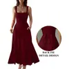 Vestido camisola de punto liso con cuello cuadrado y lazo en la espalda, vestido midi de línea A para moda femenina transfronteriza 2026
