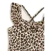 2026 Nuevo Traje de Baño Cruzado Europeo y Americano con Estampado de Leopardo sin Mangas para Niños Pequeños y Medianos, Niñas y Bebés, Traje de Baño de una Pieza para Playa y Aguas Termales