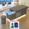 Cama de Shampoo para Terapia Capilar LED de Luxo Leve, Cama Integrada com Circulação de Água e Vaporização para Salão de Beleza, Cama de Fisioterapia Totalmente Reclinável para Lavar o Cabelo