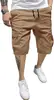 Amazon Transfronterizo 2026 Talla de EE. UU. Pantalones Cortos Deportivos Cargo para Hombre con Cordón, Pantalones de Chándal Casual Multibolsillo, Color Sólido, Talla Grande