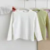 Camiseta Base de Manga Larga de Algodón Puro para Niños Estilo Primavera y Otoño Cuello Redondo para Niños y Niñas Top Suave para Bebé Múltiples Colores Disponibles